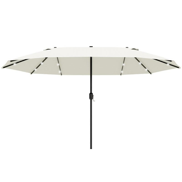 Rootz Dobbeltsidet Parasol - Parasol - Parasol - Med LED solcellelys - Cremehvid - 440 x 260 cm