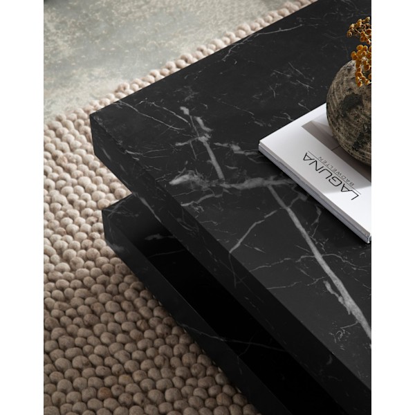 Rootz Square Sofabord - Moderne sofabord - Stilfuld accenttabel - Marmorudseende - 60 cm x 60 cm x 34 cm