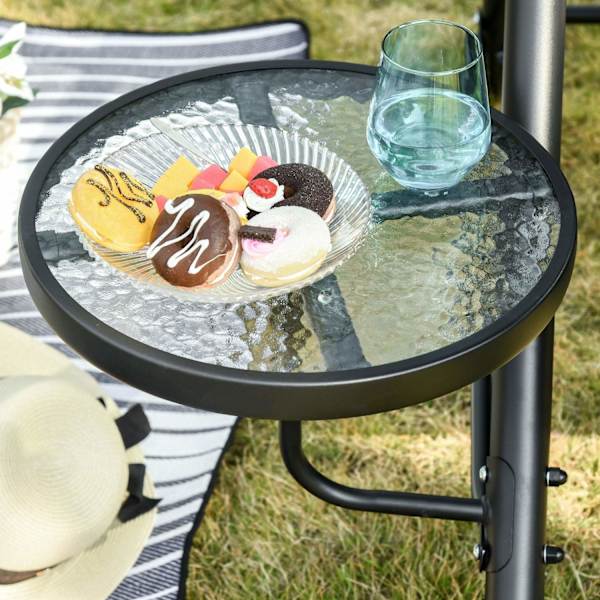 Rootz Garden Swing - Stål/Polyester - 3-sits Gunga - Modern - Grå/Svart - 278 x 125 x 177 cm