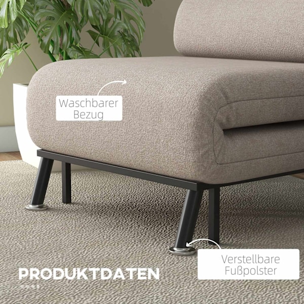 Rootz folding relaxation stol - fåtölj säng - bäddsoffa - justerbart ryggstöd - 75 cm x 70 cm x 75 cm - brun