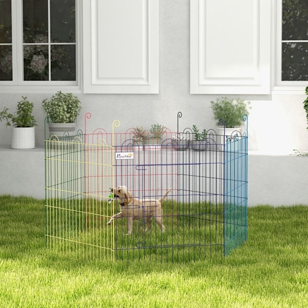 Rootz Outdoor Run Puppy Playpen - Monipuolinen lemmikkipentu - Pentujen leikkipiha - Kestävää metallia - Helppo asennus - Värikäs - Ø120 x 60H cm