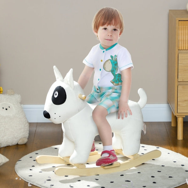 Rootz gyngehest - Hunderocker - Plys ride-On - Sikker træbase - 67 cm x 32,5 cm x 60 cm