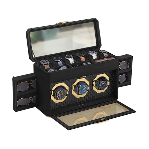 Rootz Watch -boks til 9 ure - Visningssag - Arrangør - Justerbar indehaver - 16,2 x 40 x 25,3 cm - Glasvinduer