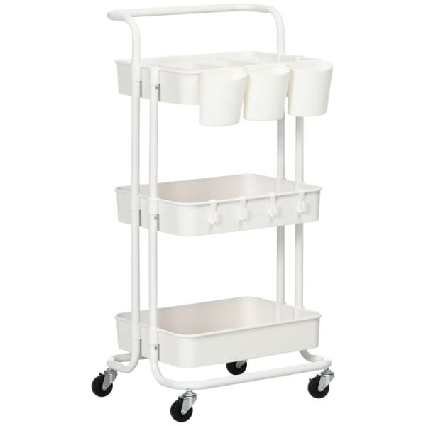 Rootz Trolley - Förvaringsvagn - Rolling Organizer - Mångsidig förvaring - Anpassningsbara fack - Lätt rörlighet - 42cm x 38cm x 86,5cm - Stål & ABS