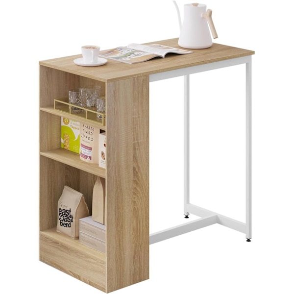 Rootz Home Barbord med hylde - Køkkenbord - Bistrobord - Træmateriale - 91cm x 91cm x 49cm