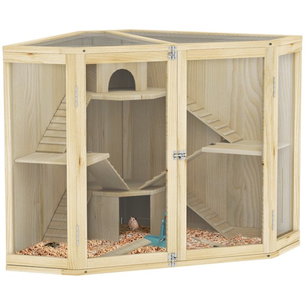 Rootz 4 Tier Hamster Cage - Small Animal House - trä livsmiljö - rymlig design - 115 x 69,5 x 79 cm