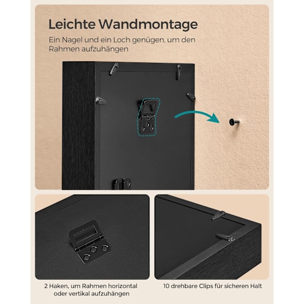 Rootz fotoramset - Tavelram - Väggdekor - MDF/glas - 30,4 cm x 5,5 cm x 38 cm - Perfekt för minnen