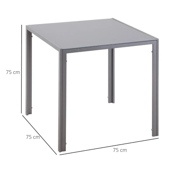Rootz Spisebord - Køkkenbord - Glasbord - Firkantet bord - Glasplade - Kompakt design - Grå - 75L x 75W x 75H cm