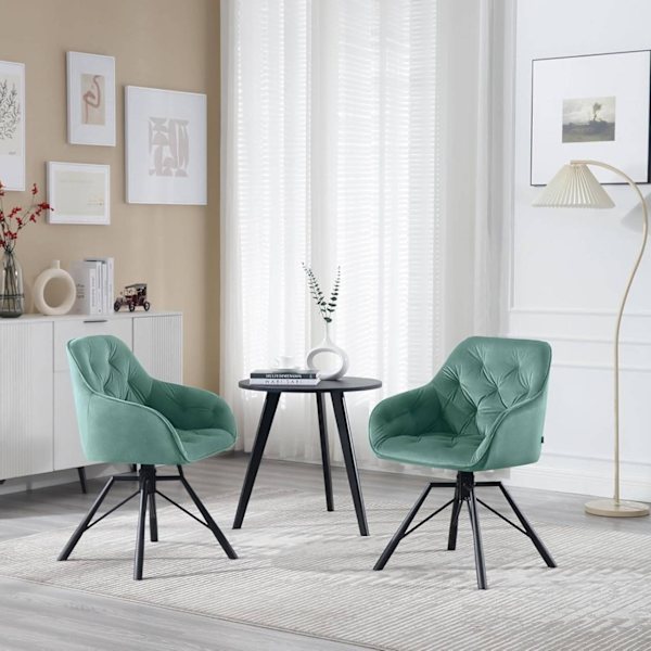 Rootz pyörivä ruokapöydän tuoli - keittiön tuoli - samettipehmustettu istuin - 360° kääntyvä levy - ergonominen muotoilu - 57,5 ​​cm x 82,5 cm x 53 cm