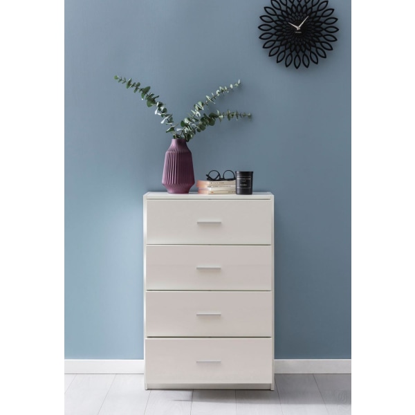 Rootz Design Skænk Hvid Højglans 60x90x30 cm Skænk Træ Moderne - Smal skuffe kommode Spisestue - Lille universalskab entre Linned kommode soveværelse