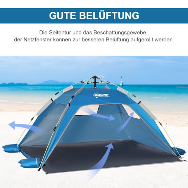 Rootz Pop -Up Beach Telt - Sun Shade - UV Shelter - Mesh Window - Lasikuitukehys - 220x173x120cm