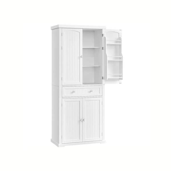Rootz White Köksskåp - Skafferiskåp - Hyllor & lådor - MDF - 40cm x 76cm x 182,1cm - Maximal belastning 27kg - Montering krävs