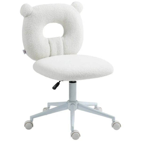 Rootz Kontorsstol - Skrivbordsstol - Justerbar i höjdled - Teddypäls - Teddy Fleece - 100% Polyester - Stål - Vit - 50 Cm X 56 Cm X 90 Cm