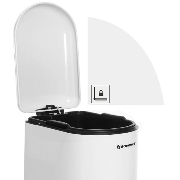 Rootz skraldespand - 10 L - Pedalspand - Indvendig spand - Soft Close - Affaldsspand - Hvid - Stål - Plastik - 18,7 x 27,3 x 40,1 cm