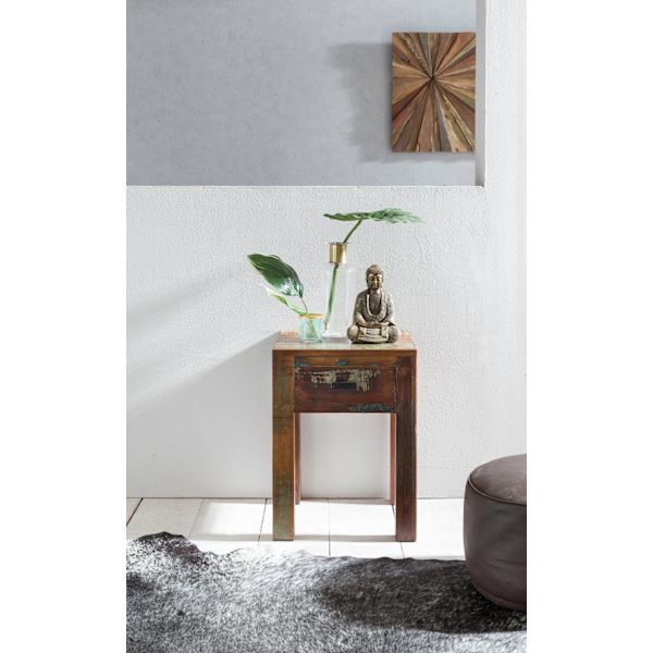 Rootz Shabby-Chic yöpöytä - Yöpöytä Mango-puuta laatikolla tummanruskea Design Yöpöytä 40 x 40 x 55 cm - Pieni sivupöytä olohuone