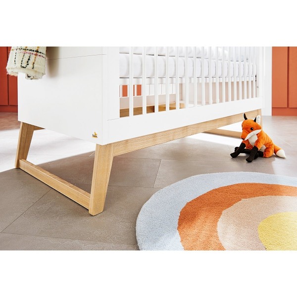 Rootz Nursery Bridge 3 -stykke sæt - barneseng, skiftende enhed, garderobe - alsidig design - holdbar MDF, aske træ - barneseng: 150x76x94 cm, gardero