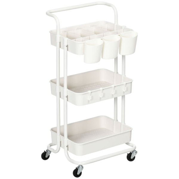 Rootz Trolley - Förvaringsvagn - Rolling Organizer - Mångsidig förvaring - Anpassningsbara fack - Lätt rörlighet - 42cm x 38cm x 86,5cm - Stål & ABS