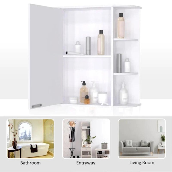 Rootz Wall Mirror Cabinet - Wall Cabinet - Mirror Cabinet - Wall Mirror - Wall Cabinet - White