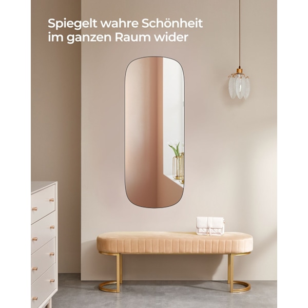 Rootz-seinäpeilisarja - Musta koristepeili - MDF-lasi - Kevyt - Helppo asennus - 120 cm x 47 cm x 1,2 cm