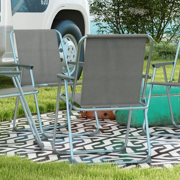 Rootz Havestol - Sammenklappelig campingstol - Oxford klud - Vejrbestandig - Plast - Grå + Sølv - 53 cm x 54 cm x 76 cm