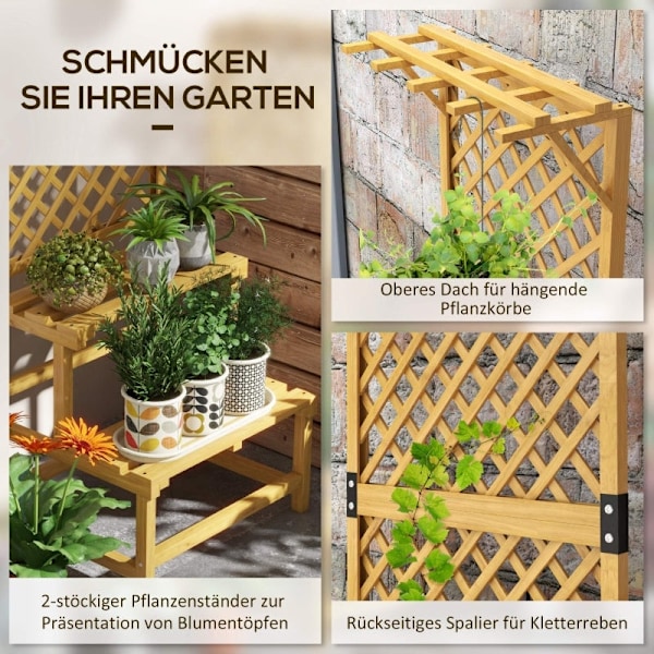 Rootz Plantestativ i to niveauer - Havehylde - Blomsterudstilling - Grantræ - 60W x 50D x 166H cm