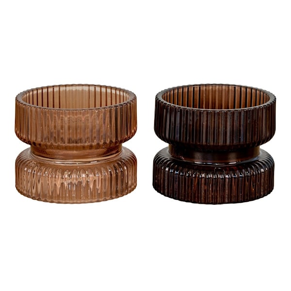 Rootz Candle Holder Set - Glass Candle Display - Reversible Holders - Warm Ambiance - Ø9x7cm