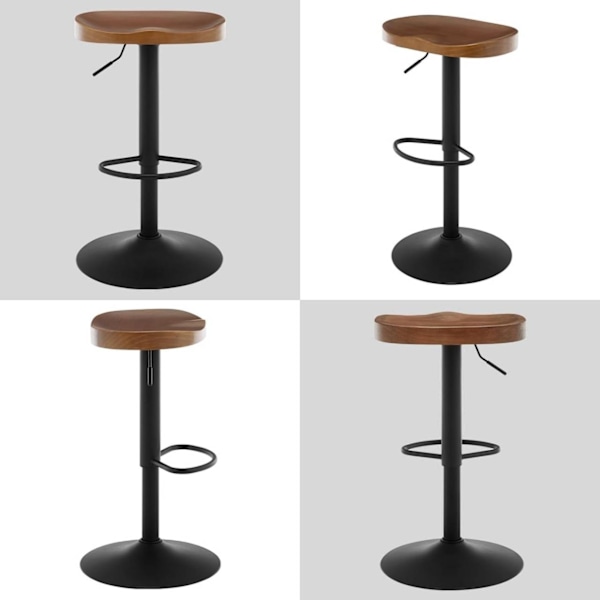 Rootz-puinen baarijakkara - Massiivimäntyinen istuin - Korkeussäädettävä jakkara - Kääntötuoli - Keittiösaaren jakkara - 41,5 cm x (60-81) cm x 31,5 c