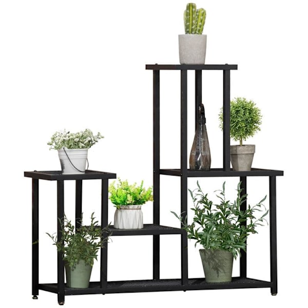 Rootz Flower Stand - Plantestativ med 4 hylder - Vejrbestandig - Plantestativ - Sort - 91 cm x 25 cm x 83 cm