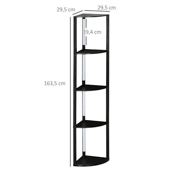 Rootz LED-lattiavalaisin hyllyllä - Moderni musta seisomalamppu - Korkea kulmalamppu - 3 kirkkaustasoa - Integroitu LED - 41 cm x 29,5 cm x 163,5 cm