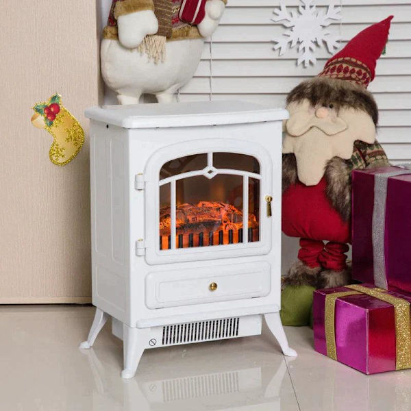 Rootz El-pejs - Pejs - El-komfur - Flammeeffekt - Metal - Hvid - 41,5 x 28 x 54,8 cm