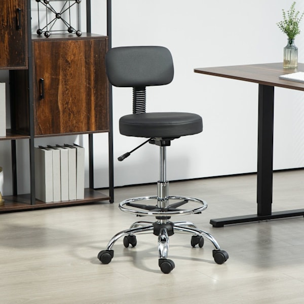 Rootz Ergonomic Office Chair - Compact Swivel Chair - Höjd justerbar stol - Vattentät läder - 52 cm x 52 cm x 78-92 cm