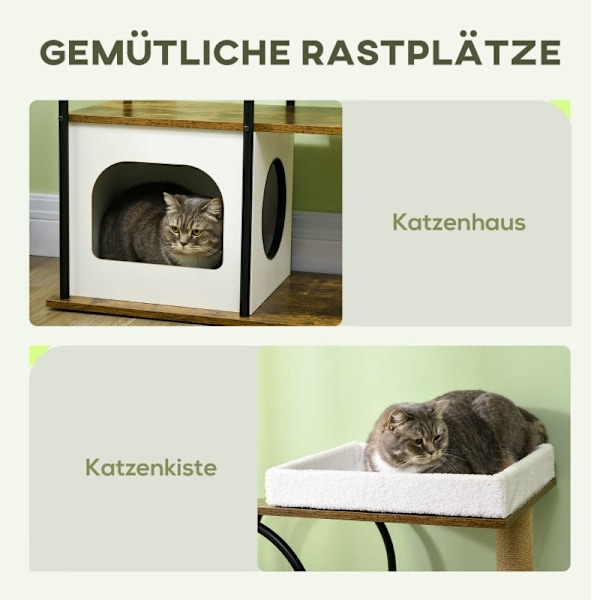 Rootz Cat Scratching Post Tree - Climbing Paradise - Cat House - Jute Rep Scratching Posts - Hängande lekboll - 80cm x 40cm x 118,5cm