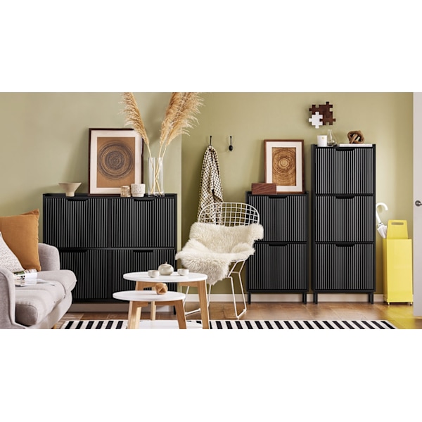 Rootz Folding Shoe Organizer - Shoe Cabinet - Lagringsenhet - Stabil konstruktion - 50x90x19cm, håller 12 kg, MDF & Metal, svart