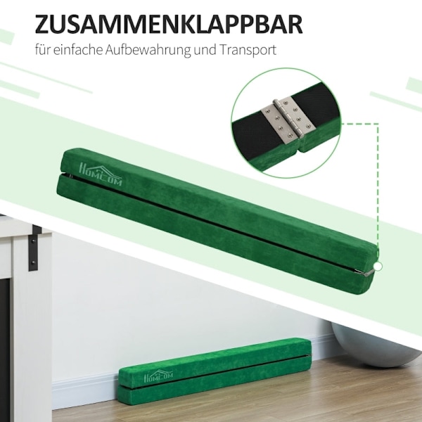 Rootz Foldegymnastik Balancebjælke - Træningsbjælke - Ruskindsbetræk - Skridsikre fødder - Hængsler i rustfrit stål - Fyrretræ - 210 cm x 10 cm x 6,5