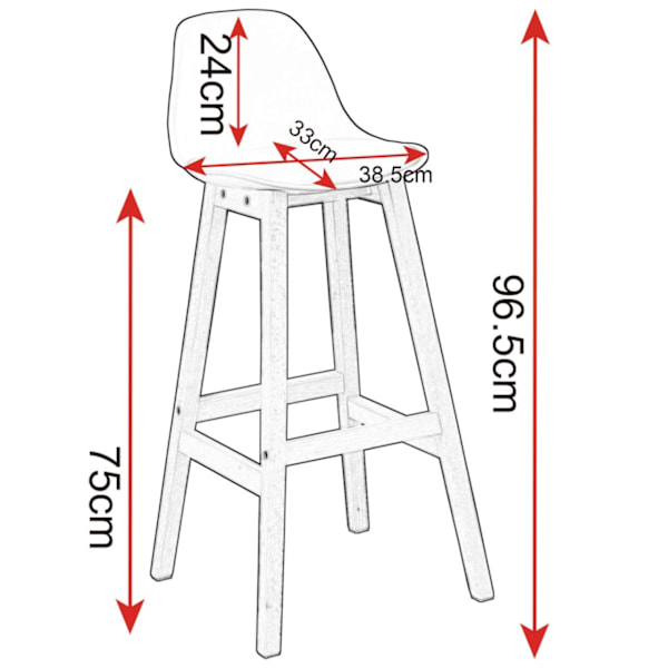 Rootz Scandinavian Style Barpall - Bänkpall - Kökspall - Ergonomisk design - 96,5 cm x 38,5 cm x 33 cm - Trä & konstläder