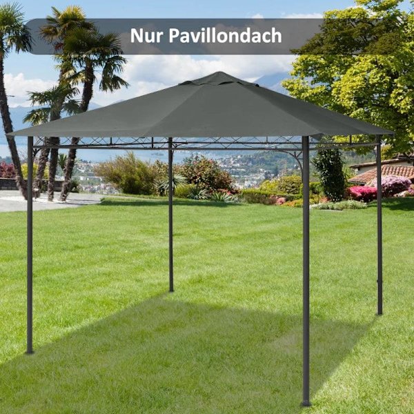 Rootz Gazebo Roof - Ersättningstak - Gazebo Cover Shade - Gazebo Canopy - Polyester - Mörkgrå - 3m x 3m