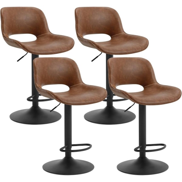Rootz Vintage keinonahkainen baarijakkara - Vedenpitävä työpöytä - Ergonominen kääntötuoli - Säädettävä korkeus - 48 cm x (85-105,5 cm) x 49 cm