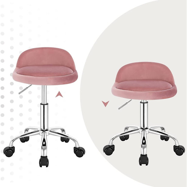 Rootz Velvet Office Pall - Justerbar skrivbordsstol - Rolling Task Chair - Bekväm, flexibel, hållbar - 53cm-65,5cm x 30cm x 30cm