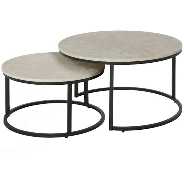Rootz 2 Sofaborde - Sideborde - Industrielt design - Sengebord - MDF-Metal - Grå-Sort - 78,5 Cm X 78,5 Cm X 46,5 Cm