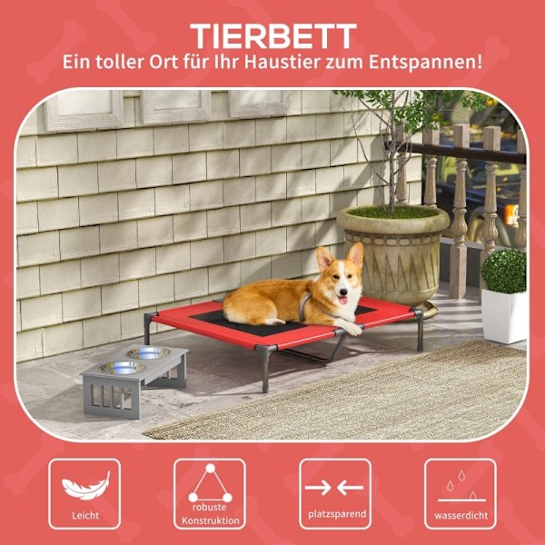 Rootz Portable Pet Bed - Lätt hundsäng - Raised Pet Cot - Oxford-tyg - Meshöverdrag - Lätt att rengöra - 92cm x 76cm x 18cm