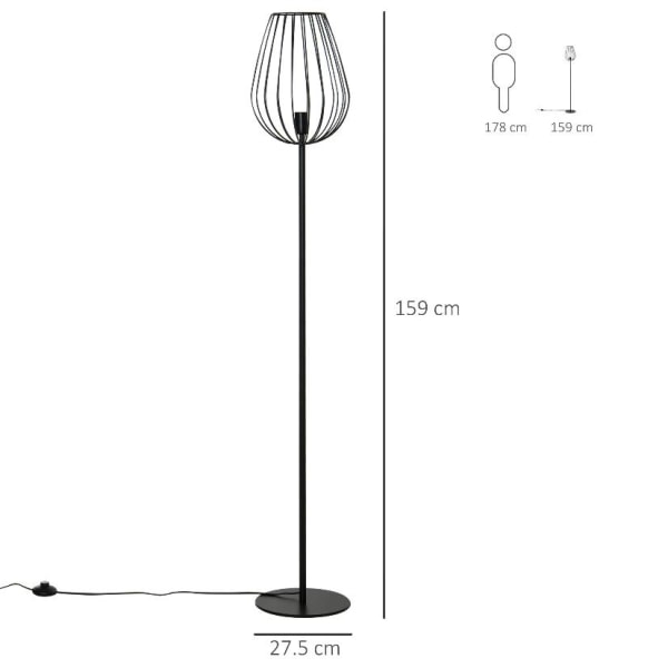 Rootz gulvlampe - Retro - Industriel - Metalgitter - Bur - Lampe
