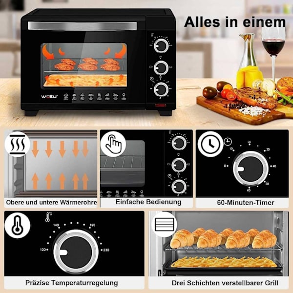 Rootz Miniugn - Kompakt köksapparat - Elspis - Effektiv dubbel uppvärmning - Multifunktionell matlagning - Enkel användning - 453 mm x 298 mm x 333 mm