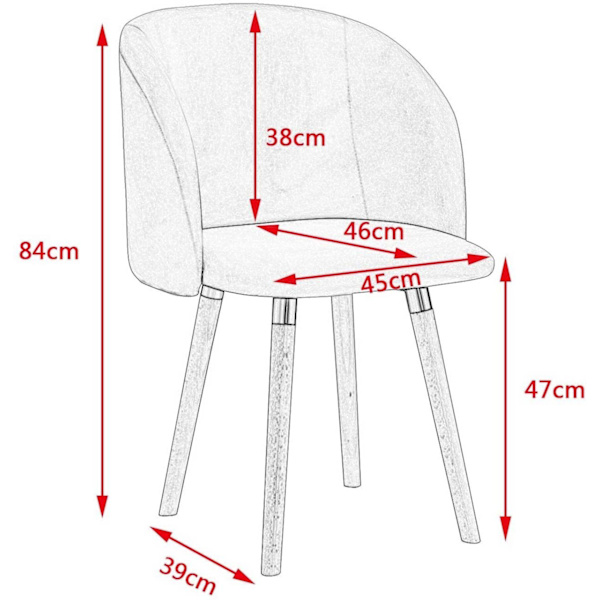 Rootz Set med 4 matstolar - Sammetsklädd - Köksstolar - Ergonomisk design - Hållbar och bekväm - Mångsidig stil - 45cm x 46cm x 84cm