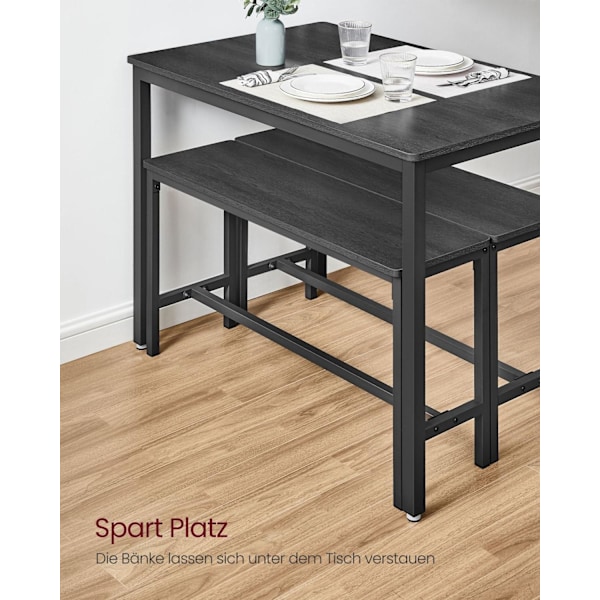 Rootz Matbordsset - Spånbord - Stålbänk - Modernt - 70cm x 110cm x 75cm
