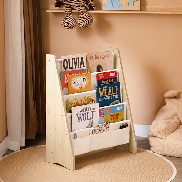 Rootz Kids Book Organizer - Shelf - Storage Unit - Multi -Purpose - Ideel til ryddighed - 63 cm x 76 cm x 28 cm