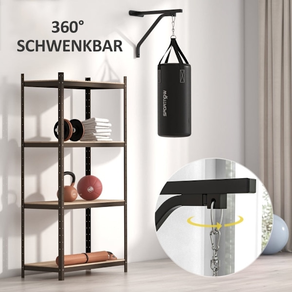 Rootz Boxningssäck Set - Boxningssats - Tung väska - Hängande boxningssäck - Sand/tyg fyllbar - 90cm x 30cm - Väggmonterad - Stålram
