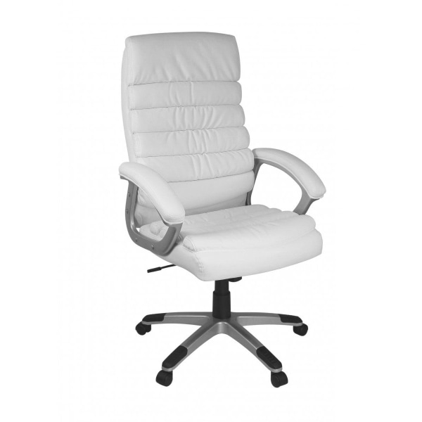 Rootz kontorstol kunstlæder hvid ergonomisk med nakkestøtte - De