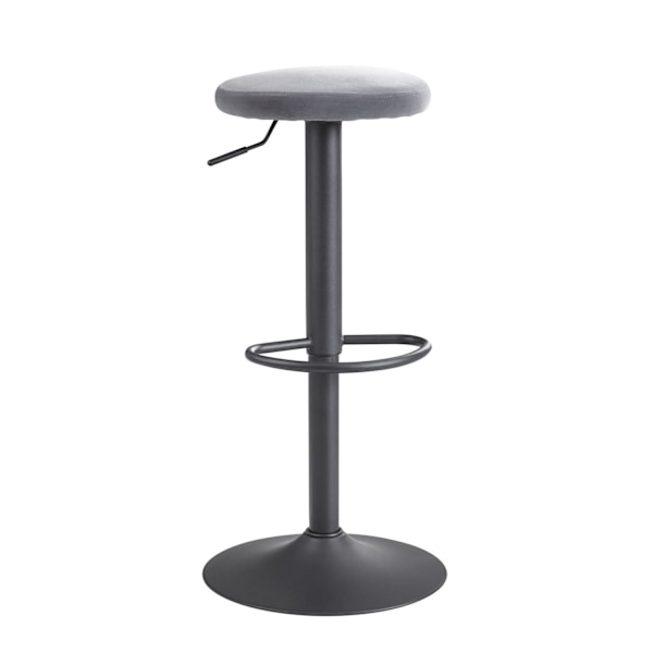 Rootz barstol fløjl mørkegrå skammel uden ryglæn 58 - 79 cm - Køkkentaburet stof - metal 100kg - Design barstol counter skammel roterende bistro tabur