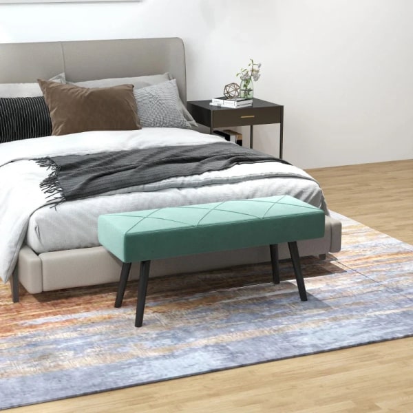 Rootz Skobänk - Bänk Klädd - Bänk Sängbänk - Fönsterbräda - Sammet - Skumstål - Grön - 100L x 36W x 45H cm