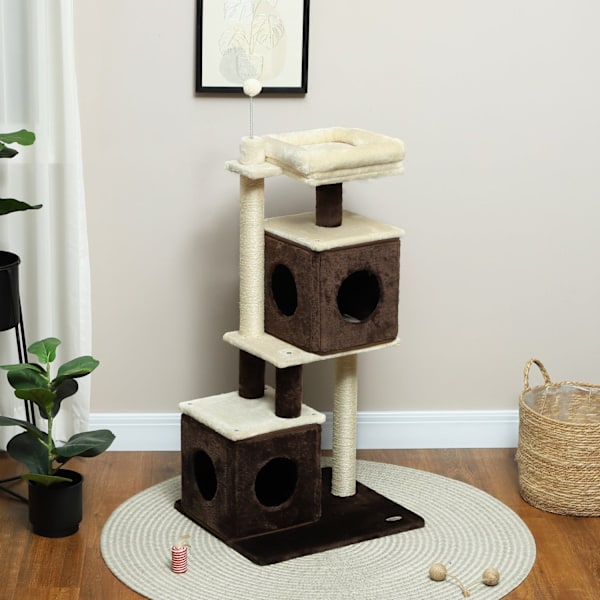 Rootz Cat Tree - jaettava kissatorni - Indoor Cat Playground - Cozy Hideaway - 55cm x 48 cm x 107cm
